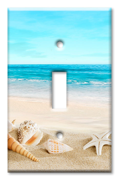 Decorative Printed Switch Plate - Electrical Switch Cover Wall Plate by Art Plates - Seashells on the Beach