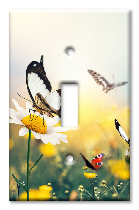 Decorative Printed Switch Plate - Electrical Switch Cover Wall Plate by Art Plates - White Butterflies