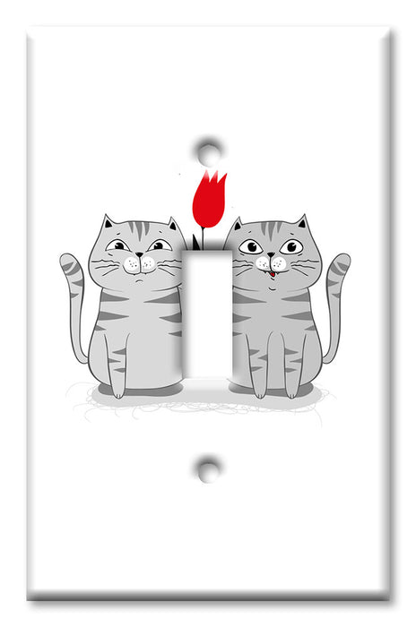 Decorative Printed Switch Plate - Electrical Switch Cover Wall Plate by Art Plates - Spring is Coming - Two Cats