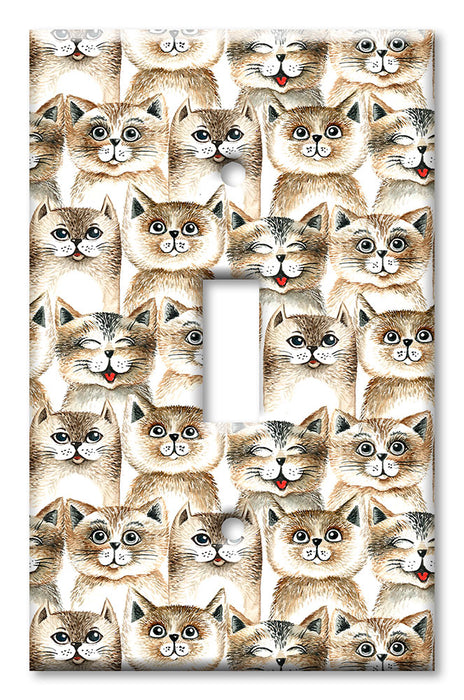 Decorative Printed Switch Plate - Electrical Switch Cover Wall Plate by Art Plates - Brown Cat Toss