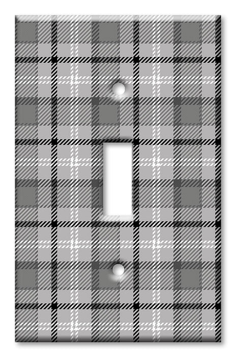 Decorative Printed Switch Plate - Electrical Switch Cover Wall Plate by Art Plates - Gray and White Flannel Design