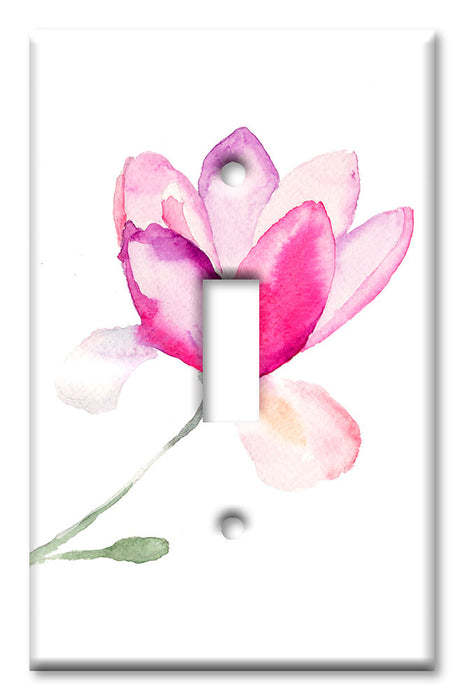 Decorative Printed OVERSIZED Switch Plate - Electrical Switch Cover JUMBO Wall Plate by Art Plates - Pink Watercolor Flower