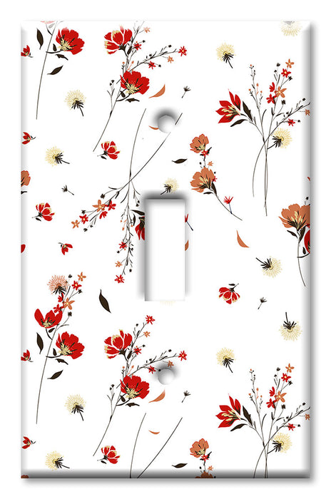 Decorative Printed Switch Plate - Electrical Switch Cover Wall Plate by Art Plates - Red and Pink Flower Toss