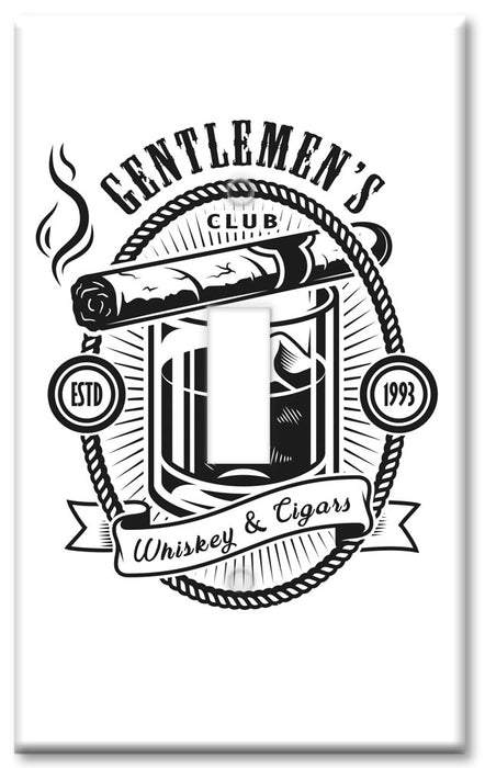 Decorative Printed OVERSIZED Switch Plate - Electrical Switch Cover JUMBO Wall Plate by Art Plates - Gentleman's Whiskey and Cigars
