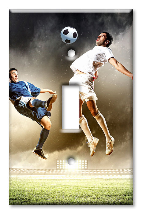 Decorative Printed OVERSIZED Switch Plate - Electrical Switch Cover JUMBO Wall Plate by Art Plates - Soccer Players