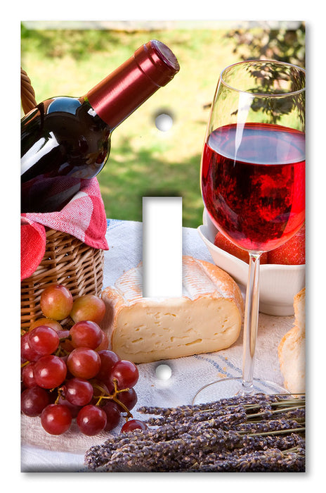 Decorative Printed OVERSIZED Switch Plate - Electrical Switch Cover JUMBO Wall Plate by Art Plates - Wine and Bread II