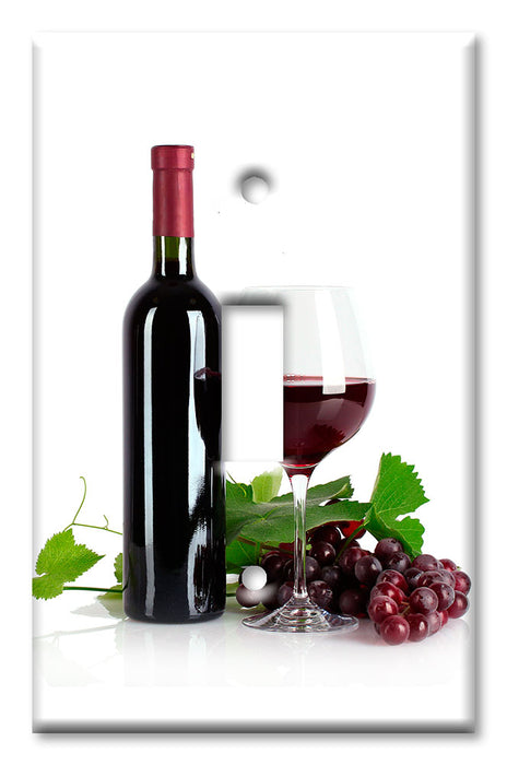 Decorative Printed Switch Plate - Electrical Switch Cover Wall Plate by Art Plates - Red Wine with White Background