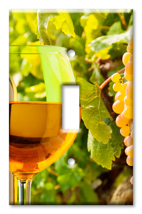 Decorative Printed Switch Plate - Electrical Switch Cover Wall Plate by Art Plates - White Wine with Yellow Grapes
