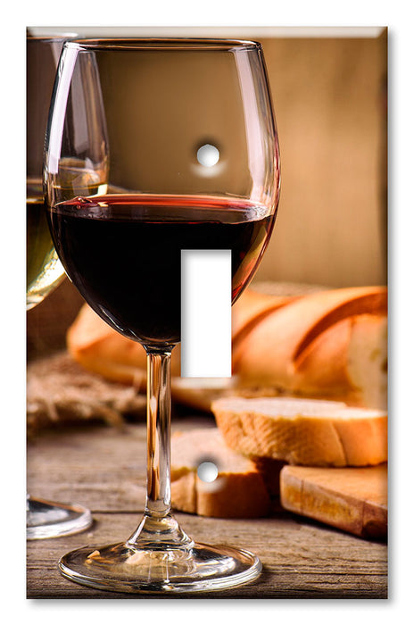 Decorative Printed Switch Plate - Electrical Switch Cover Wall Plate by Art Plates - Wine and Bread