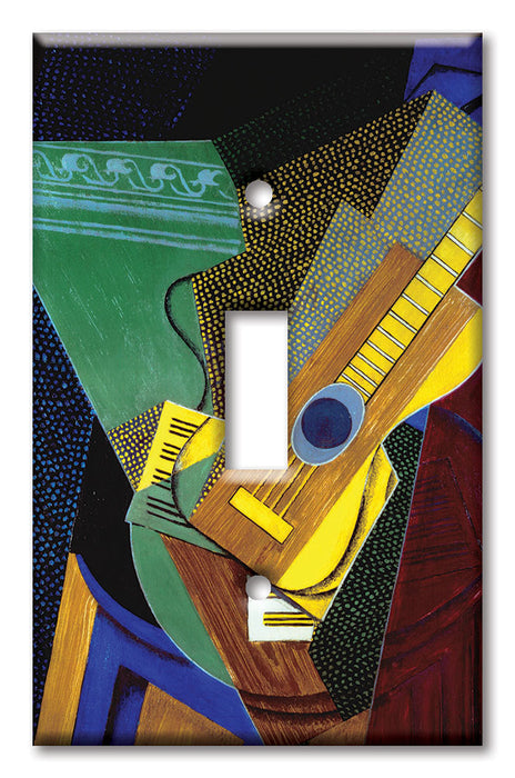 Decorative Printed Switch Plate - Electrical Switch Cover Wall Plate by Art Plates - Gris: Guitar on a Table