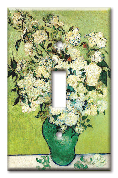 Decorative Printed Switch Plate - Electrical Switch Cover Wall Plate by Art Plates - Van Gogh: Vase of Roses