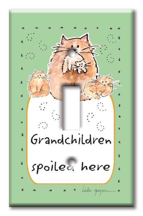 Decorative Printed Switch Plate - Electrical Switch Cover Wall Plate by Art Plates - Grandchildren Spoiled Here