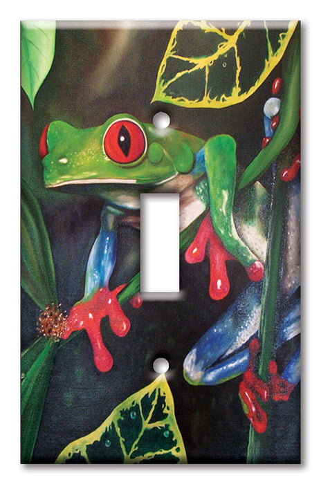 Decorative Printed Switch Plate - Electrical Switch Cover Wall Plate by Art Plates - Red Eyed Tree Frog