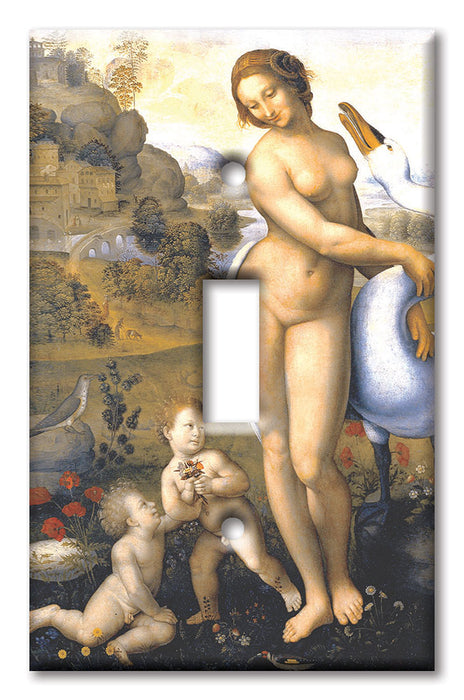 Decorative Printed Switch Plate - Electrical Switch Cover Wall Plate by Art Plates - Da Vinci: Leda and Swan