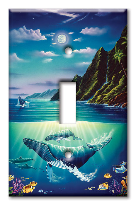 Decorative Printed OVERSIZED Switch Plate - Electrical Switch Cover JUMBO Wall Plate by Art Plates - Whale II