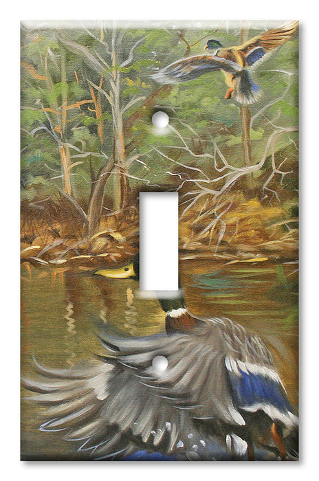 Decorative Printed OVERSIZED Switch Plate - Electrical Switch Cover JUMBO Wall Plate by Art Plates - Ducks Taking Flight