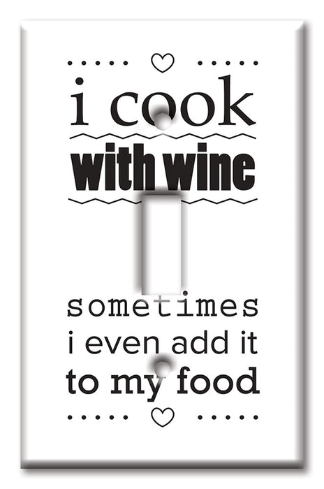 Decorative Printed OVERSIZED Switch Plate - Electrical Switch Cover JUMBO Wall Plate by Art Plates - Cook With Wine