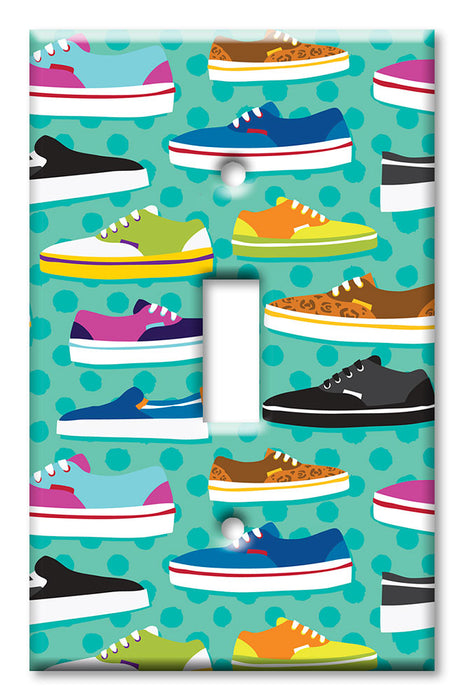Decorative Printed OVERSIZED Switch Plate - Electrical Switch Cover JUMBO Wall Plate by Art Plates - Sneakers
