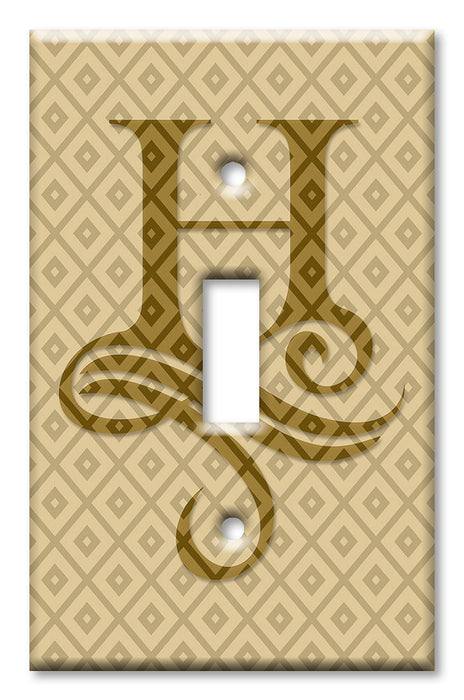 Decorative Printed OVERSIZED Switch Plate - Electrical Switch Cover JUMBO Wall Plate by Art Plates - Letter "H" Monogram