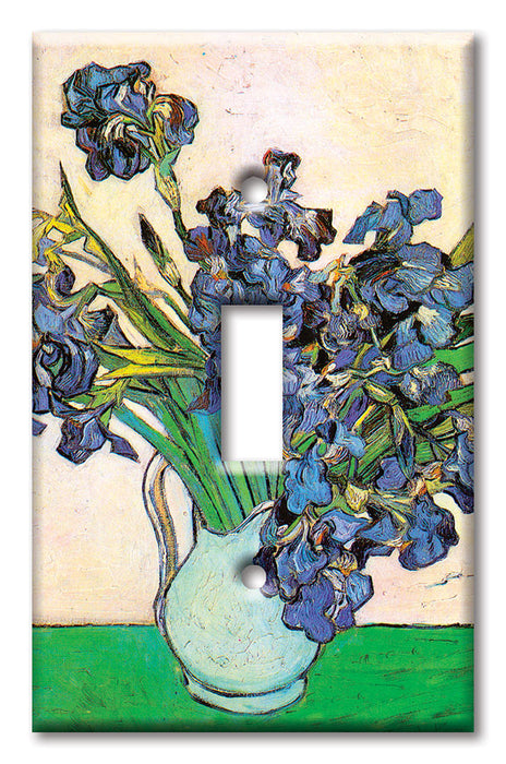 Decorative Printed OVERSIZED Switch Plate - Electrical Switch Cover JUMBO Wall Plate by Art Plates - Van Gogh: Vase and Irises