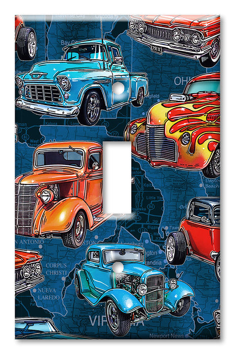 Decorative Printed Switch Plate - Electrical Switch Cover Wall Plate by Art Plates - Hot Rod Trucks - Image by Dan Morris