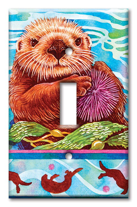 Decorative Printed OVERSIZED Switch Plate - Electrical Switch Cover JUMBO Wall Plate by Art Plates - Sea Otter