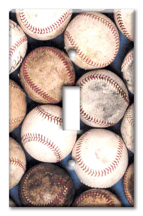 Decorative Printed Switch Plate - Electrical Switch Cover Wall Plate by Art Plates - Sports: Old Baseballs