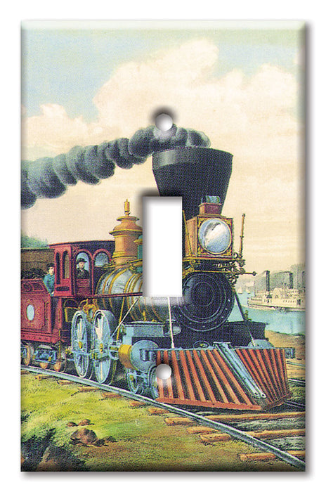 Decorative Printed Switch Plate - Electrical Switch Cover Wall Plate by Art Plates - Currier and Ives: Express Train