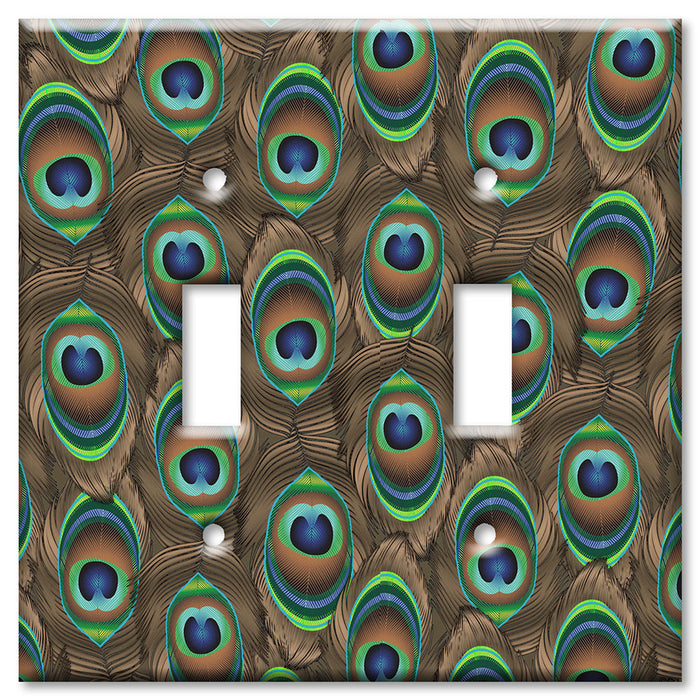 Decorative Printed OVERSIZED Switch Plate - Electrical Switch Cover JUMBO Wall Plate by Art Plates - Peacock Feathers - Image by Dan Morris