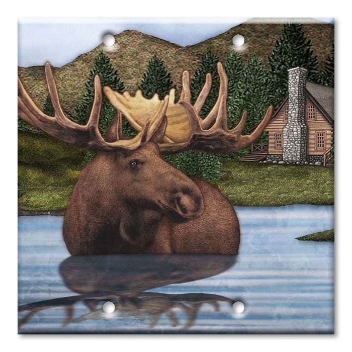 Decorative Printed Switch Plate - Electrical Switch Cover Wall Plate by Art Plates - Moose Pond - Image by Dan Morris