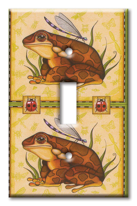 Decorative Printed OVERSIZED Switch Plate - Electrical Switch Cover JUMBO Wall Plate by Art Plates - Brown Frogs