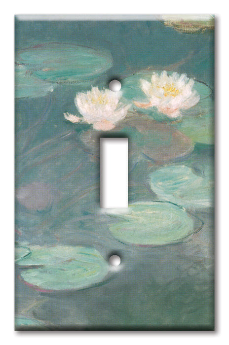 Decorative Printed Switch Plate - Electrical Switch Cover Wall Plate by Art Plates - Monet: Water Lilies (close up)