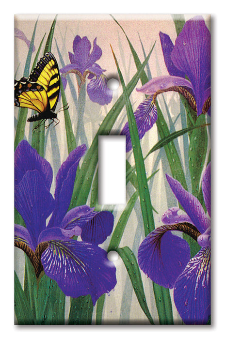 Decorative Printed Switch Plate - Electrical Switch Cover Wall Plate by Art Plates - Butterfly in Irises