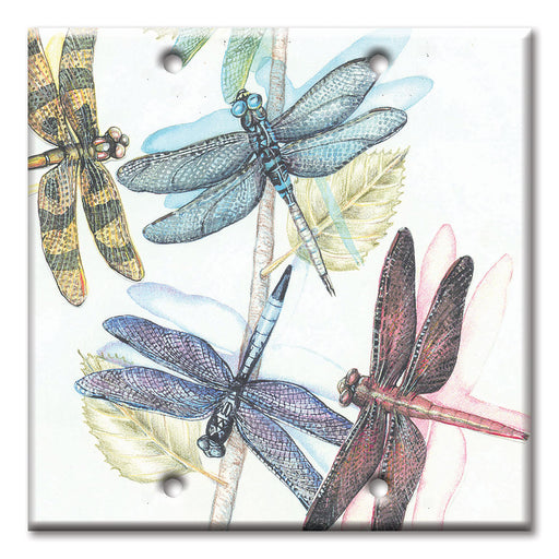 Spshian Decorative Switch Plate Cover - Turquoise Flowers & Butterflies, 2 Gang Double Toggle (5x4.9 In)