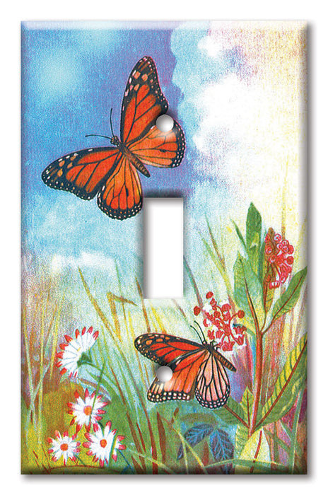 Decorative Printed Switch Plate - Electrical Switch Cover Wall Plate by Art Plates - Butterflies and Flowers