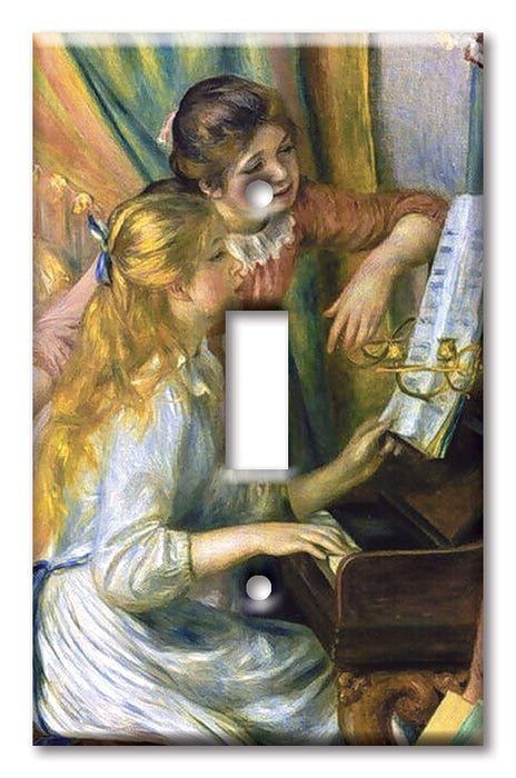 Decorative Printed OVERSIZED Switch Plate - Electrical Switch Cover JUMBO Wall Plate by Art Plates - Renoir: Girls at Piano