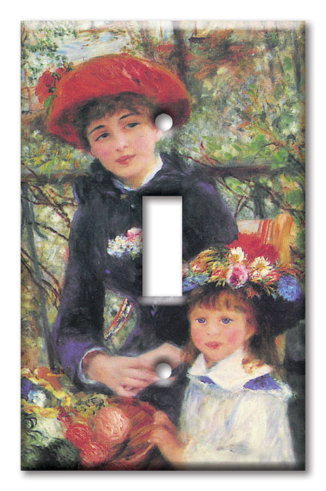 Decorative Printed OVERSIZED Switch Plate - Electrical Switch Cover JUMBO Wall Plate by Art Plates - Renoir: Two Sisters