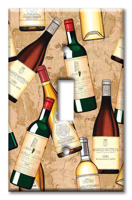 Decorative Printed Switch Plate - Electrical Switch Cover Wall Plate by Art Plates - Wine Bottles - Image by Dan Morris