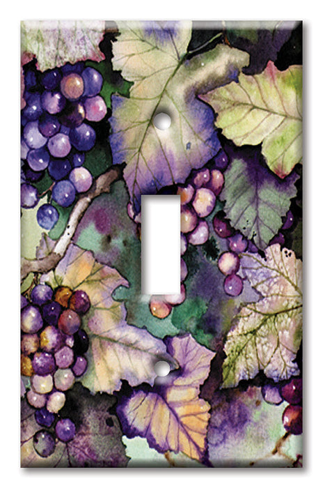 Decorative Printed OVERSIZED Switch Plate - Electrical Switch Cover JUMBO Wall Plate by Art Plates - Grapes and Leaves