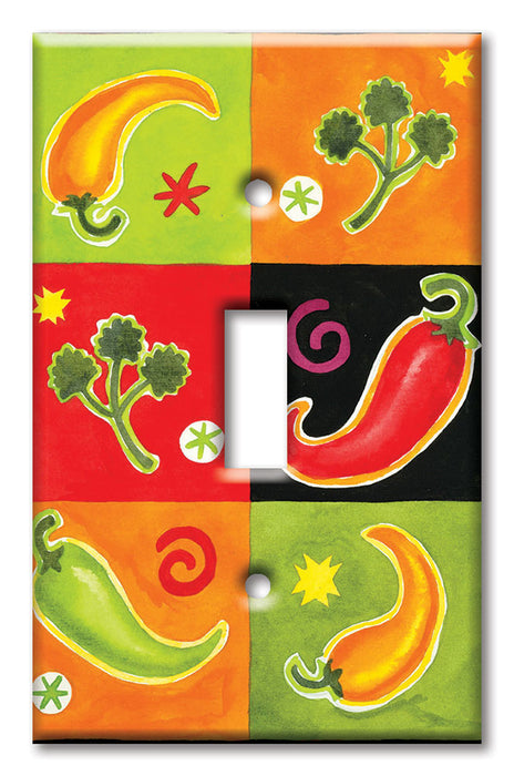 Decorative Printed Switch Plate - Electrical Switch Cover Wall Plate by Art Plates - Peppers