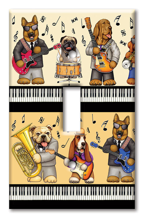 Decorative Printed OVERSIZED Switch Plate - Electrical Switch Cover JUMBO Wall Plate by Art Plates - Musical Dogs - Image by Dan Morris