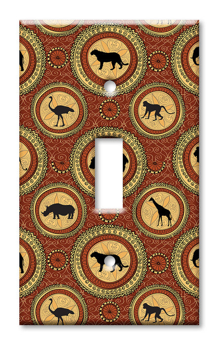 Decorative Printed OVERSIZED Switch Plate - Electrical Switch Cover JUMBO Wall Plate by Art Plates - African Theme Animal Circles