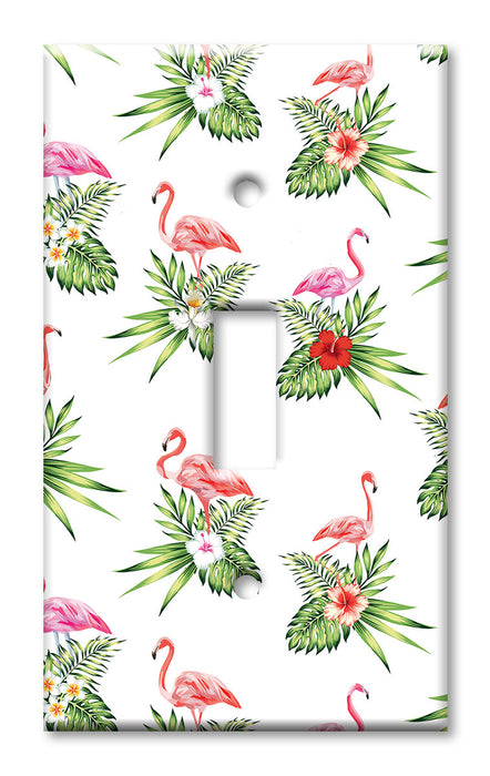 Decorative Printed OVERSIZED Switch Plate - Electrical Switch Cover JUMBO Wall Plate by Art Plates - Flamingo Toss