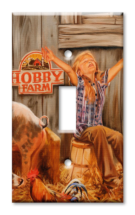 Decorative Printed Switch Plate - Electrical Switch Cover Wall Plate by Art Plates - Hobby Farm Animals