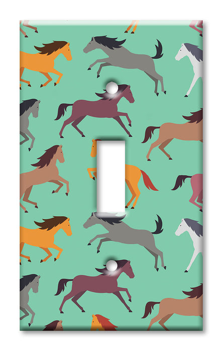 Decorative Printed OVERSIZED Switch Plate - Electrical Switch Cover JUMBO Wall Plate by Art Plates - Seamless Horses