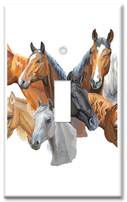 Decorative Printed OVERSIZED Switch Plate - Electrical Switch Cover JUMBO Wall Plate by Art Plates - Wild Horses