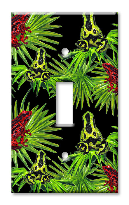 Decorative Printed OVERSIZED Switch Plate - Electrical Switch Cover JUMBO Wall Plate by Art Plates - Tropical Frogs