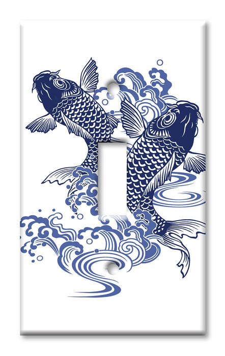 Decorative Printed OVERSIZED Switch Plate - Electrical Switch Cover JUMBO Wall Plate by Art Plates - Jumping Koi