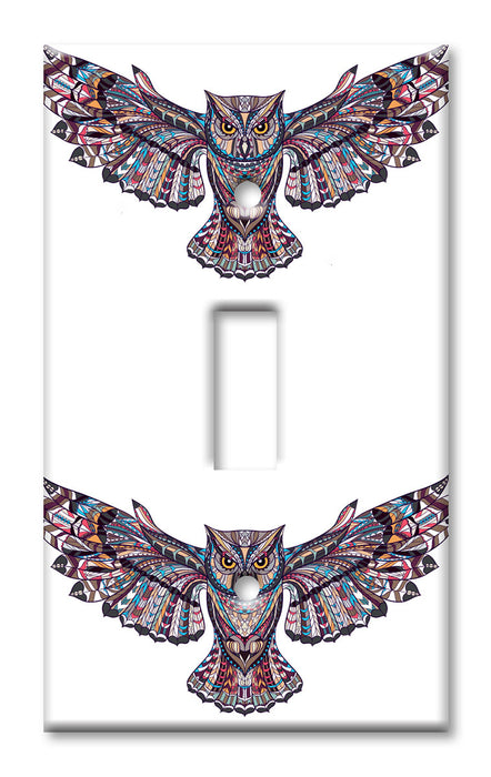 Decorative Printed OVERSIZED Switch Plate - Electrical Switch Cover JUMBO Wall Plate by Art Plates - Patterned Owl