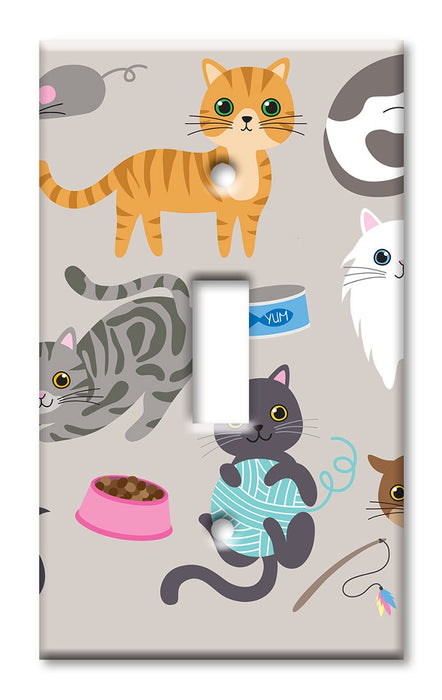 Decorative Printed Switch Plate - Electrical Switch Cover Wall Plate by Art Plates - Cute Cats